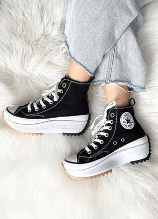 Converse run star hike black брендовые черные высокие массивные кеды конверс на высокой подошве весна лето жіночі чорні кеди на високій платформі2 фото