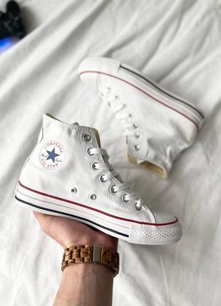 Converse chuck taylor all star hi white брендовые белые высокие кеды конверс тренд весна лето високі білі кеди9 фото