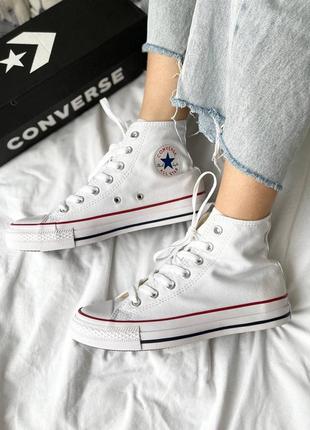 Converse chuck taylor all star hi white брендові білі високі кеди конверс тренд весна літо високі білі кеді1 фото