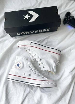 Converse chuck taylor all star hi white брендові білі класичні високі кеди конверс трендова модель весна літо високі білі кеді