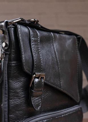 Стильная мужская кожаная сумка vintage 14848 черная7 фото