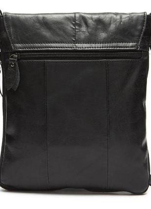 Стильная мужская кожаная сумка vintage 14848 черная10 фото