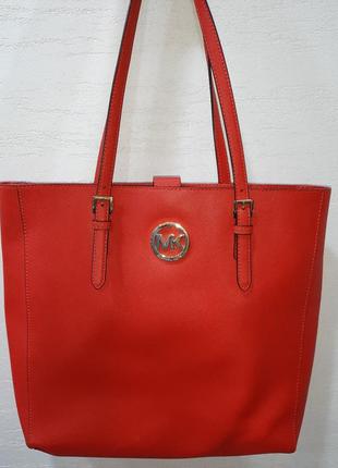 Оригінальна червона сумка шопер від michael kors1 фото