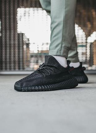 Кросівки yeezy boost 350 v2 black (повний рефлектив)  кроссовки