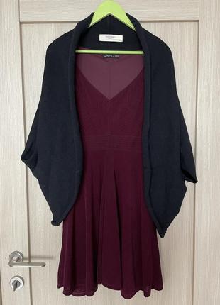 Бордовое платье bershka. марсала. юбка солнце