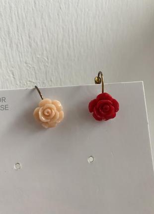 Милі сережки трояндочки 🌹1 фото