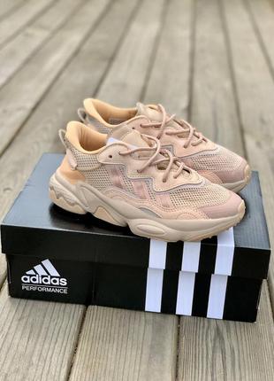 Adidas ozweego adiprene peach брендовые персиковые рефлективные кроссовки тренд весна осень жіночі персикові рефлективні кросівки озвиго10 фото