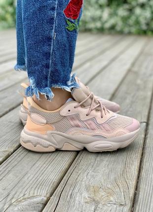 Adidas ozweego adiprene peach брендові персикові рефлективні кросівки тренд весна осінь жіночі персикові рефлективні кросівки озвиго