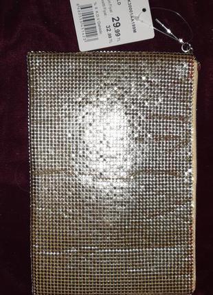 Золотий металік косметичка клатч сумочка кольчуга металева золота1 фото