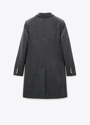 Двубортное шерстяное пальто новая коллекция zara на пуговицах винтаж винтажное пальто6 фото