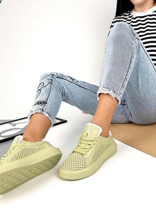 Натуральные кеды перфорация сквозные сетка