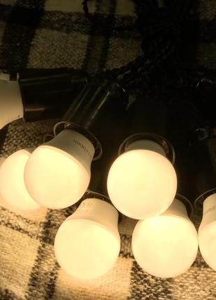 Ретро гирлянда эдисона 3 метра + 2 метр провода к вилке на 7 led ламп теплого свечения по 3вт