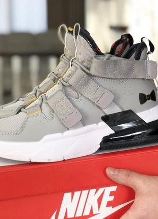 Чоловічі високі сірі шкіряні кросівки nike air force 270🆕 на липучках