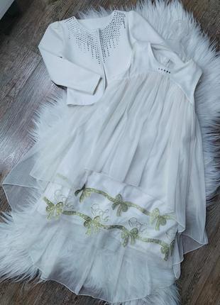 Нарядное краивое крктое платье накидка набор болеро кофта на девочку8 фото