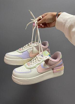 Жіночі весняні бежеві шкіряні кросівки nike air force shadow🆕
