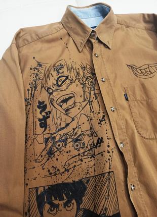 Рубашка кастомная единственная в своем роде рубашка аниме аниме аниме кастом ручная работа ручная роспись ручной росписи7 фото