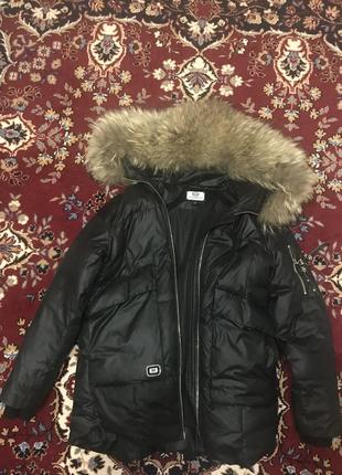 Зимова куртка з капюшоном, натуральне хутро цей, хутро відстібається