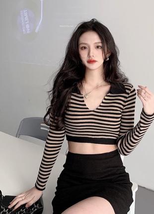 Женский трикотажный топ в полоску