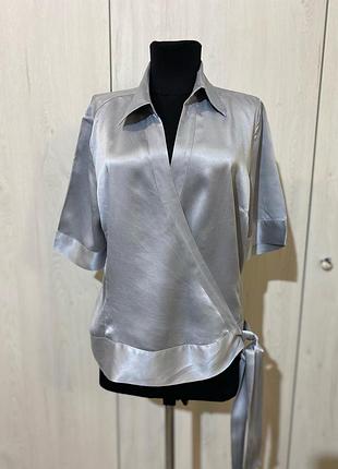 Блуза шелковая серая