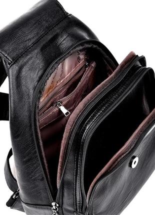 Женский стильный красивый кожаный рюкзак женская сумка бананка жіночий  ранець9 фото