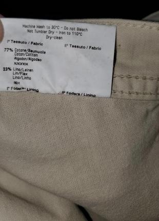Бежевые нюдовые льняные джинсы известного бренда италия6 фото