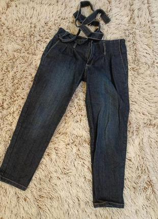 Укороченные джинсы "галифе" с поясом1 фото