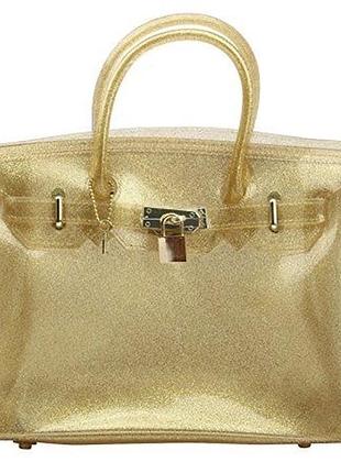 Силиконовая сумка, золотистая сумка, сумка с блестками