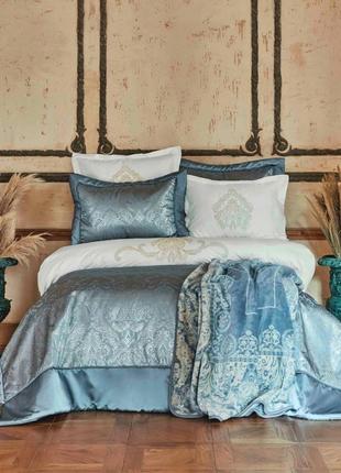 Набор постельное белье с покрывалом + плед karaca home - glamour9 фото