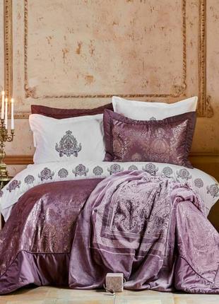 Набор постельное белье с покрывалом + плед karaca home - glamour10 фото