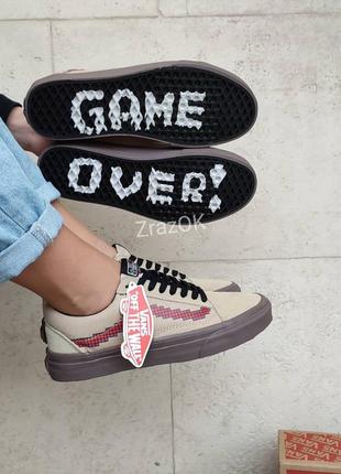 Работаем кеды кроссовки слипоны бежевые vans game over маленькие и большие размеры 36-43 р,44 р