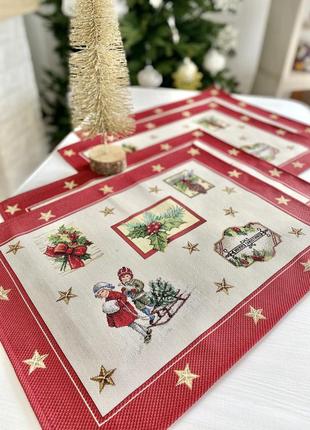 Серветка-підкладка новорічна під тарілку, гобеленова limaso2 фото