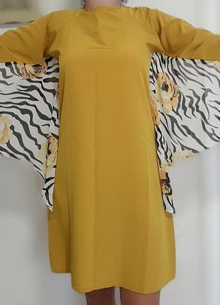 Горчичное платье летучая мышь на s-m
