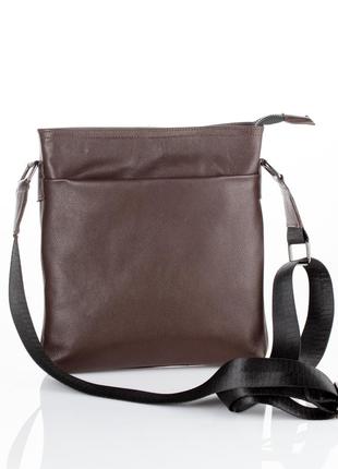 Мужская сумка планшетка через плечо коричневая натуральная кожа1 фото