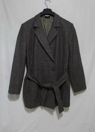 Куртка двобортна оливкова вовна шовк *madeleine* 50-52р