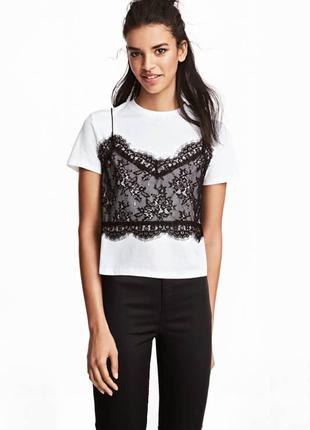Футболка с кружевной майкой