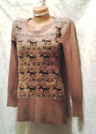 Свитер, джемпер со вставкой "травка"