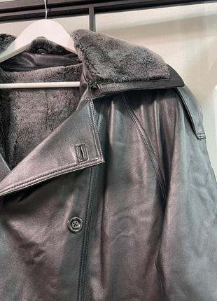 Кожаное пальто с натуральным мехом дубленка3 фото