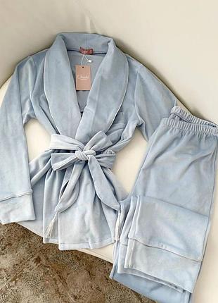 Женский плюшевый велюровый костюм для дома шаль. женская плюшевая пижама