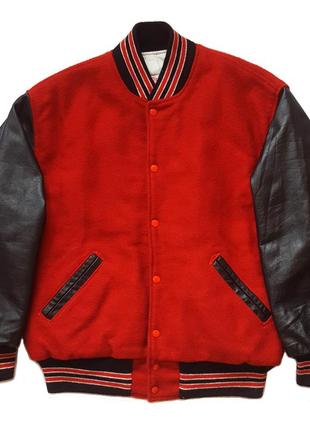 Винтажный американский спортивный бомбер 80-х ripon athletic wool & leather varsity jacket