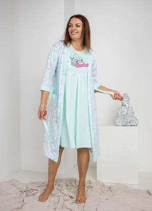 Бавовняний комплект для вагітних і годуючих - халат і сорочка, nicoletta туреччина3 фото
