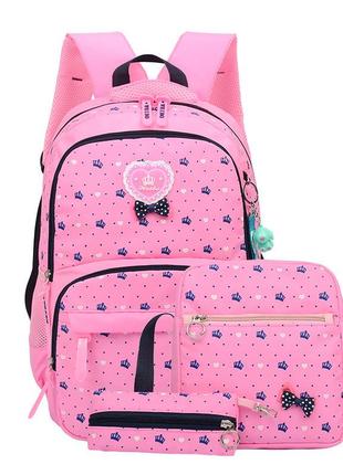 Школьный рюкзак + сумочка + пенал для девочек 5-11 класс, портфель ортопедический бренд weibo оригинал -