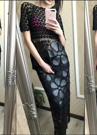 Легкий шкіряний костюм блузка/спідниця2 фото