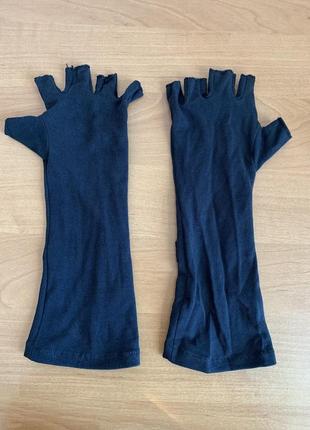Чёрные тканевые перчатки2 фото