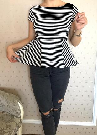 Полосатая футболочка с баской zara