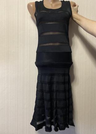 Бандажное чёрное платье миди утяжка4 фото