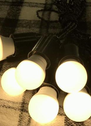 Ретро гирлянда эдисона 15 метров + 2 метра провода к вилке на 31 led лампу теплого свечения по 3вт1 фото