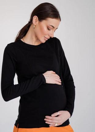 М'яка трикотажна кофта для вагітних з секретом годування чорна (кофта для вагітних чорна)4 фото