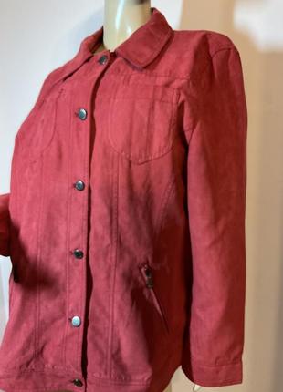 Красный бархатистый жакет- легкая курточка /44/brend biaggini3 фото