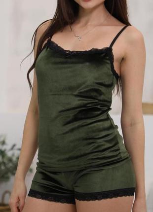 Піжама велюр велюрова піжама шорти майка коасивая жіноча піжама на подарунок