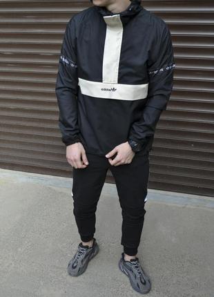 Мужская куртка анорак adidas, ветровка мужская с капюшоном адидас на парня3 фото